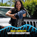 Twisted Loop Microfiber Drying Towel with Hand Pockets | Megalodon Built-in slots give a secure grip, full control while you safely clean your car, 24"x36"