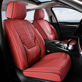 Coverado Car Seat Covers Front, Nappa Leather Seat Covers for Cars, Waterproof Seat Covers with Lumbar Support Universal Fit for Most Cars SUV Trucks, Automotive Seat Covers (Front, Red-Blackline)