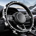 Western Cowboy Pattern PU Leather Steering Wheel Cover, Non-Slip Neoprene Lining, Universal Fit 14.5-15 Inch for Car, Truck, SUV