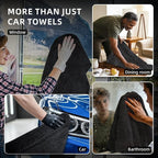 2-Pack 24" x 36" 11.8" x 11.8" Twisted-Loop Car Drying Towel 1500GSM Microfiber Cleaning Cloth for Car Trucks Motorcycles Streak Free Lint Free Ultra Absorbent Washing Cloth for Kitchen Window (Grey)