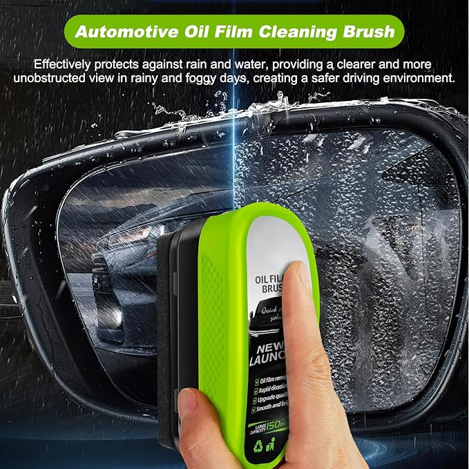 2PCS Upgrade Automotive Oil Film Cleaning Brush, Reusable Oil Film Cleaning Brush, Glass Coating Brush for Windshield, Remove & Prevent Rain and Fog Cleaning Glass Brush