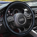 Haokay Heavy Duty Pure Cowhide Steering Wheel Cover, Genuine Leather Steering Cover with 15 Inches Universal Fit