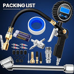 Digital Tire Gauge with Inflator & Deflator - LED Display & 0.1 PSI Resolution - Quick Release Valve & Heavy Duty Chuck - w/Adapter for Car, Truck, SUV, Motorcycle, RV, Balls