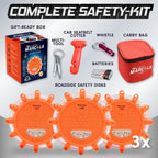 3‑Pack LED Road Flares | DOT Compliant Emergency Lights for Vehicles with Batteries, Whistle & Case | Flares Emergency Road | Emergency Flares | Perfect For Gifting or Everyday Roadside Safety