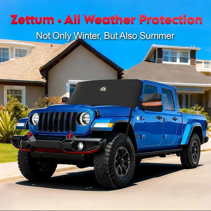 Car Windshield Snow Cover for Jeep Wrangler - 600D Car Windshield Snow Ice Cover Front Window Covers for Jeep Wrangler, Jeeps Gladiator, Ford Bronco, Toyota FJ Cruiser, Benz G Class, and More