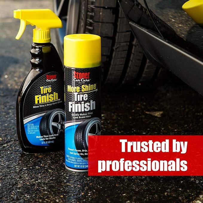 91044-12PK Original More Shine Tire Shine Spray – Tire Dressing Restores Deep Matte Black Finish with Long-Lasting Rain-Resistant Protection, Dry-to-Touch – 12 oz (Pack of 12)