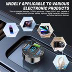 4-Port Car Charger, 12-24V Cigarette Lighter Adapter with 3 USB & 1 USB-C Port, Supports QC/PD Fast Charging, Features Digital Display and LED Lights, Fits iPhone, Fits Samsung and More Phones
