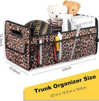 Car Trunk Organizer, Car Organizers and Storage Collapsible Multi Compartment Container Box, Adjustable Car Accessories for SUV Sedan Truck, Standard Size, Leopard print