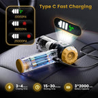 Handheld Car Vacuum Cleaner,25000PA Strong Cyclonic Suction Foldable Mini Vacuum Portable Cordless with Digital Display and One Touch Dust Removal for Car, Home, Office, Kitchen (Gold)
