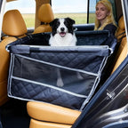 Dog Car Seat for Large Medium Dogs, Hard Bottom Extender with Mesh Windows, Waterproof Backseat Cover for Pets, SUV Dog Travel Bed for Road Trips & Car Travel (28 * 23 * 21.7inches)