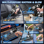 Handheld Car Vacuum Cleaner, 16000PA Hand Held Vacuum Portable Cordless, 2 in 1 Air Duster and Vacuum Cleaner with LED Light, Multi-Nozzles, 120W High Power Mini Vacuum for Home, Pet, Office