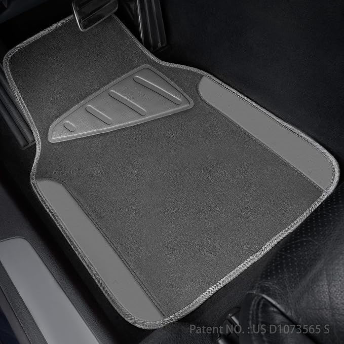 Waterproof Universal Fit Car Floor Mats, Car Mats Fit for SUV,Vans,sedans, Trucks,Set of 4pcs Car Carpet with Driver Heel Pad (All Gray)