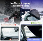 Car Windshield Snow Cover Fit for Most Cars, Sedans, SUVs- 57"x 45" | Windshield Snow Cover with Mirror Covers, Upgraded Windproof Elastic Buckles, Anti-Theft, Frostproof & Snowproof