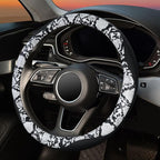 Snake Skin Steering Wheel Cover, Breathable Microfiber Leather Universal 14.5-15 inch, Anti-Slip Car Steering Wheel Protector for Women Men, Black&White