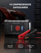 AstroAl A30 Jump Starter with Air Compressor, 4000A &150PSI Portable Car Battery Jump Starter (10.0 Gas/8.0LDiesel) with Tire Inflator, 12V Battery Charger, 18W Quick Charge, Jumper Cables, Lights