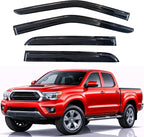KPY Rain Guards Fit for 2005-2015 Toyota Tacoma Double Cab, Out-Channel Window Visors Vent Wind Deflectors 4PC, Truck Accessories for 05-15 Tacoma Crew Cab (Full-Size Cabs Only)
