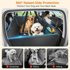 Upgraded PU Leather Back Seat Extender for Dogs - Large Hard Bottom Dog Car Seat Cover Holds 550lbs, Waterproof Dog Hammock Pet Bed with High-Density Foam Non-Slip Backseat Protector