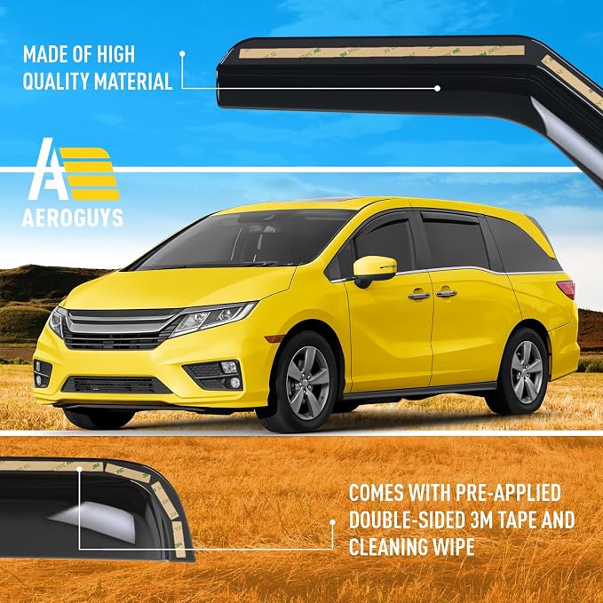Extra Durable Window Deflectors in-Channel Window Visors Rain Guards Fit for Honda Odyssey 2018-2026, Sun Visors, Wind Vent for Shades, Exterior Car Accessories - 4pcs. AG0765