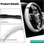 3PCS Carbon Fiber Steering Wheel Cover-Segmented Clip-On Design Anti-Slip & Scratch Resistant Universal Fit 14.5"-16" for Cars/Truck/SUV Great Gift for Men & Women