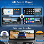 Carpuride 4K W903 Portable Wireless Carplay & Android Auto with Dash Cam - 9.3" HD IPS Screen, 4K Front Camera, Loop Recording, Bluetooth, Mirror Link, GPS, Siri, Dashboard Mounted