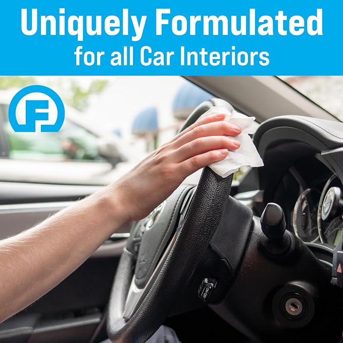 Car Interior Wipes (25 ct, Pack of 12) for Car Interior Cleaning, Dashboard, Seats, Detailing, and Steering Wheel [Travel Size] Skin-Safe Car Interior Cleaner Supplies