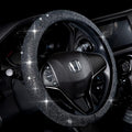 Steering Wheel Cover for Women Men Bling Bling Crystal Diamond Sparkling Car SUV Wheel Protector Universal Fit 15 Inch (Black with White Diamond,Standard Size(14" 1/2-15" 1/4))