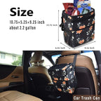 Cute Car Trash Can with Lid – Multipurpose Collapsible Trash Bin for Car, Leak-Proof Organizer, Waterproof Garbage Can with Storage Pockets & Adjustable Straps, 2 Gallons (Flower)