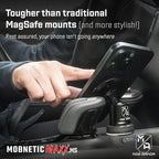 MobNetic Maxx MS - MagSafe Compatible Car Phone Mount w/ 90º Tilt, 360º Rotation & Durable Aluminum Build, Magnetic Holder for iPhone & Android Devices, USA Assembled - Black