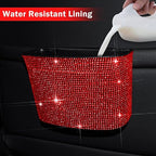 Car Trash Can, Hanging Trash Bin, Leakproof Garbage Organizer, Bling Vehicle Waste Basket, Mini Dustbin Container with Clip for Car, Office, Kitchen, Bedroom, Home and More, Red, Small