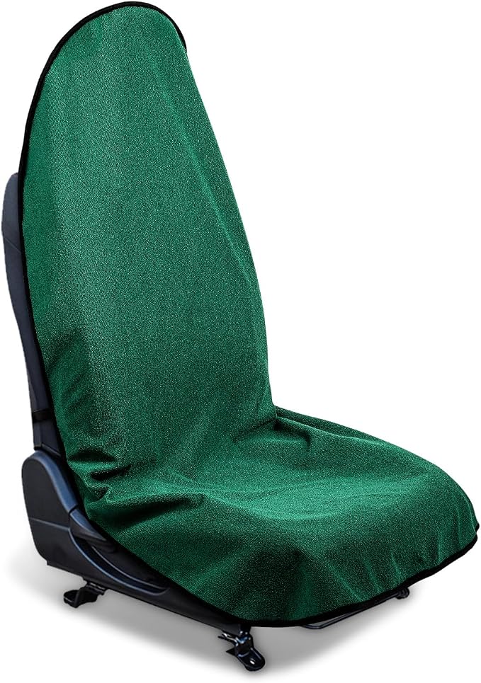 Waterproof Sweating Car Seat Cover for Post Gym Workout, Running, Swimming, Beach and Hiking, Universal Fit Non-Slip Bucket Seat Protector for Cars SUV Trucks, Machine Washable (Green)