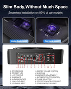 10 Inch 800W Under Seat Car Subwoofer,Full Cast Aluminum Under Seat Powered Subwoofer,Built-in Amp & APP LED Light Control,12V Universal Vehicle Subwoofer Full Installation Kit with Gift Box