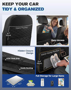 Seat Back Protectors for Kids, Car Kick Mats for Front Seats (Gray) | With Large Pocket Organizer, Waterproof, Protects Against Dirt, Scuffs & Scratches, Fits Most Vehicles, 2PCS