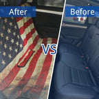 Waterproof Back Seat Cover for Dogs and Kids, Car Seat Protector Under Baby Car Seat, Child and Dog Car Seat Cover Blanket for Rear Bench(American Flag Red, Rear Bench Seat Towel)