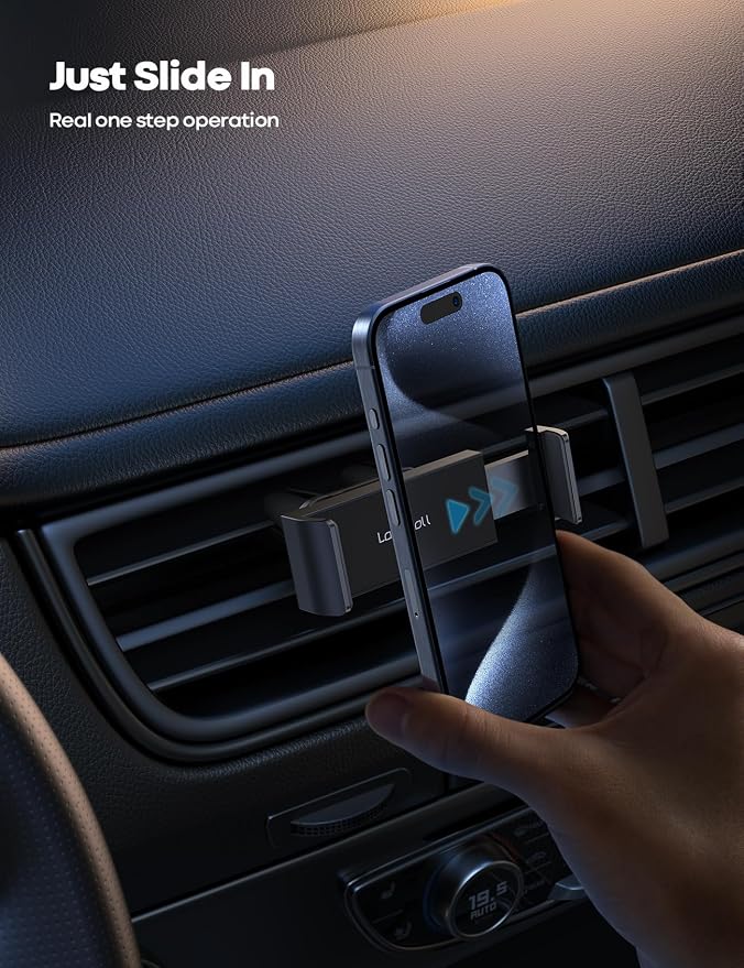Car Vent Phone Mount - Air Vent Clip Holder, Universal Stand Hands Free Cradle Compatible with Cell Phone 16 15 14 13 12 Mini 11 Pro Xs Max Xr X 8 7 6 6s Plus SE Smartphones Black
