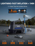 AIRUN H Tire Inflator Portable Air Compressor,Fast Inflation Electric Air Pump for Car Tires-Car Accessories,9.8Ft Cord-12VDC-Powered Auto Shut-Off with Digital Pressure Gauge,LED Light,Blue
