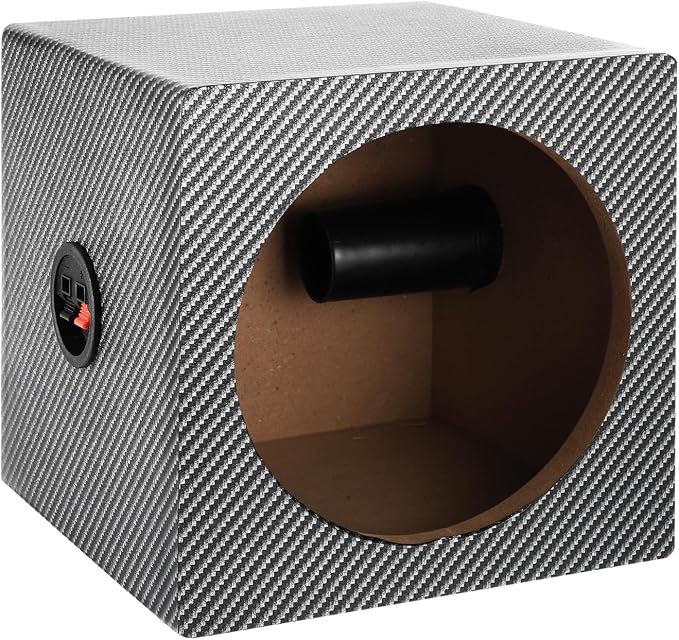 8 Inch Ported Wooden Speaker Enclosure, Black White Single Vented Subwoofer Box Car Audio Truck Speaker Box for DIY Home Vehicle Audio Custom Sound Supplies