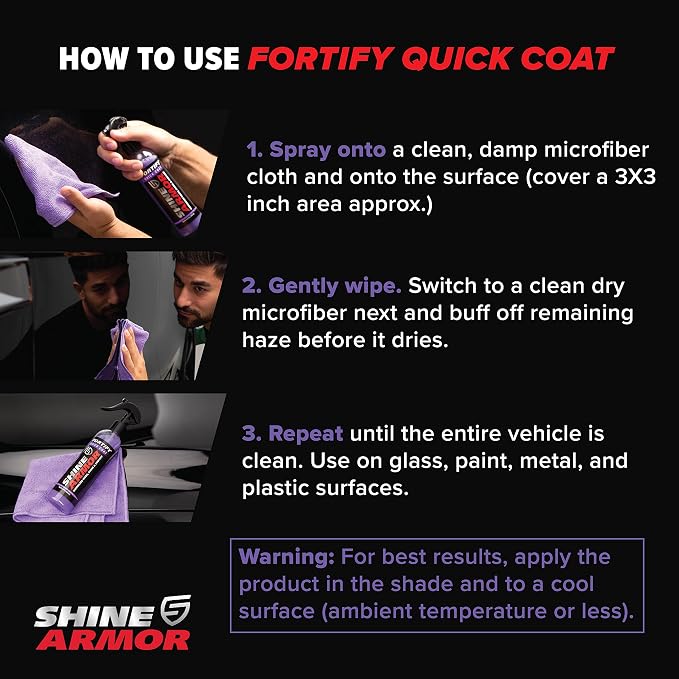 Fortify Quick Coat - 8oz Ceramic Waterless Detailer Spray | 3-in-1 Wash, Wax & Nano-Ceramic Coating | Mirror Shine, Zero Streaks, No Dust Residue | 6-12 Month Protection | Made in USA | Spray On, Wipe Off. Ceramic Protection That Lasts 6 to...