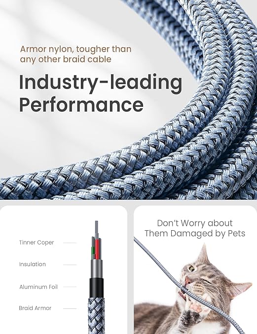 AINOPE Type C Cable [3-Pack, 6.6FT] Right Angle, 3.1A USB Type C Cable Fast Charging, Nylon Braided Type C Charging Cable Fast Charger Compatible with Samsung Galaxy S10 S9 S8 S20 Plus, Note 10 9 8