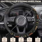 Vintage Mushroom Steering Wheel Cover, Woodland Nature Elastic Non-Slip Steering Wheel Protector,Auto Interior Decor for Women Girls,Universal 15" Fit for Sedans,Trucks