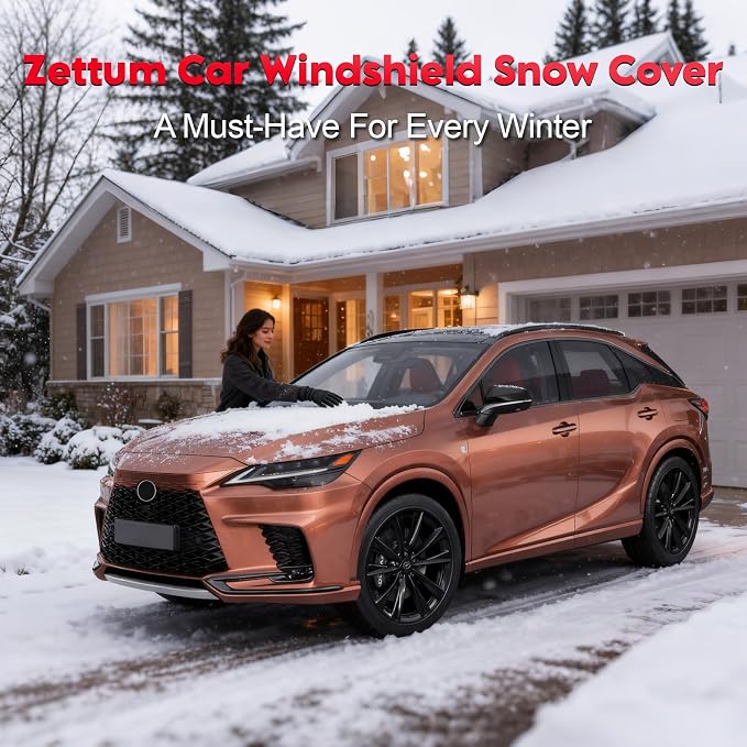 Car Windshield Cover for Ice and Snow - 600D Windshield Snow Cover with Side Mirror Cover Heavy Duty, Standard Winter Frost Hail Protector for Most Car, Truck, SUV, Van and MPV (70 x 50 Inch)