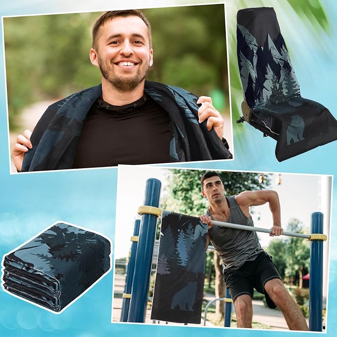 Car Seat Towel Covers Christmas Car Accessories Gifts Athletic Running Towel Performance Microfiber Post Workout Sweat Washable Cover Non Slip for Seat Outdoor Sport(Bear Ridge)
