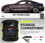 Tire Inflator Portable Air Compressor, Air Pump for Car Tires and Bikes, Car Tire Pump w/Auto Shut Off, 150 PSI, 12V DC, LED Light, Carrying Case, Perfect For Men, Women