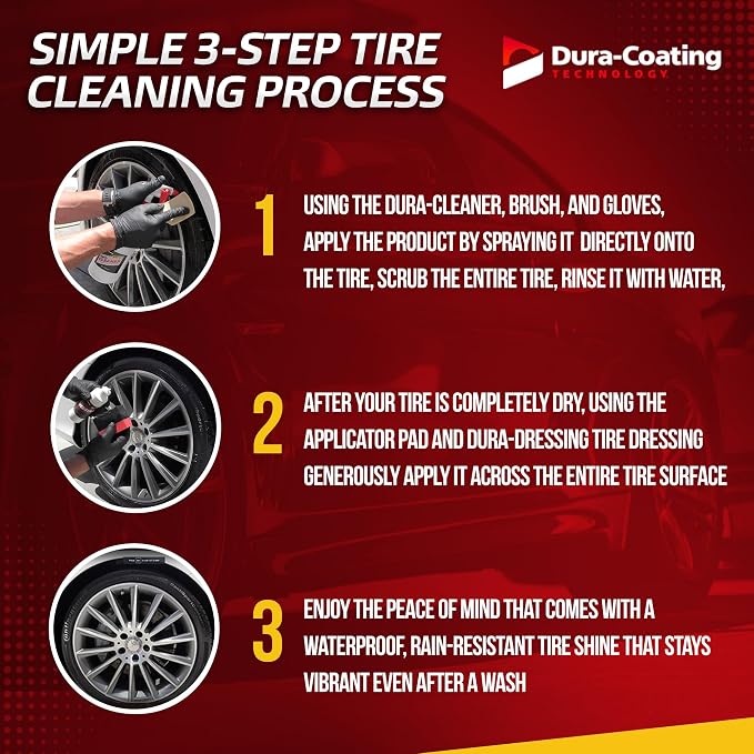 Dressing Total Tire Kit, Single Car Kit - All Inclusive Tire Shine, and Cleaner Kit for a Lasting Shine and Brilliant Finish - 16 Ounce Tire Cleaning Spray - Made in The USA