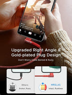 3.2A USB C Charger Cable,[2-Pack,6.6+6.6FT] USB A to USB C Right Angle Gold-Plated Type C Charger Fast Charging Durable Braided Cord for iPhone 17 16 15 Samsung S10 S9 Note 10 S21 LG-Red