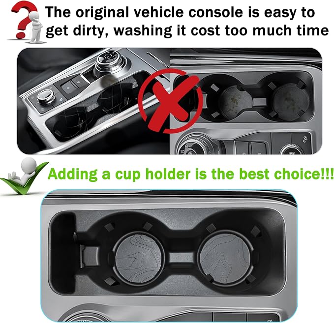 Cup Holder Insert for Ford Explorer 2020 2021 2022 2023 2024 Accessories Center Console Non-Slip TPE Cup Holder Protector Organizer Interior Decoration for Ford Explorer Black