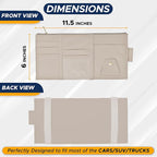 Car Sun Visor Organizer (Beige) | Multi-Pocket Net Zipper Case for Cash, Card, Pen & Sunglass | Visor Organizer Storage Pouch | Interior Accessories with Pocket for Car & Truck | Small