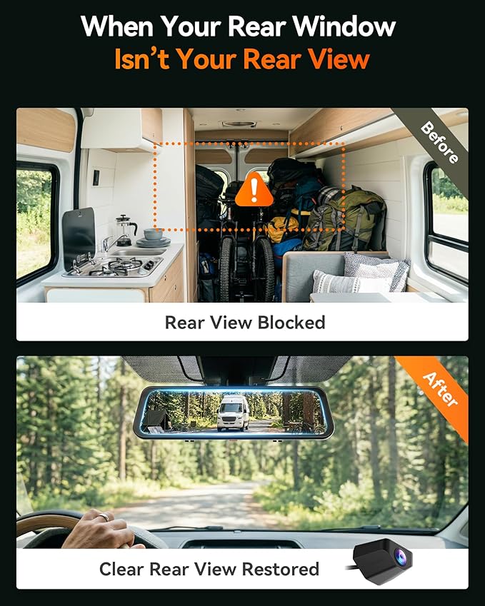 G900 PRO Mirror Dash Cam with 8MP STARVIS IMX678, 12 inches Rear View Mirror Camera with Front 4K and Rear 2.5K, Included 128GB Card, Voice Control, 5.8GHz WiFi, Loop Recording, G-Sensor & GPS