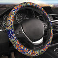Mexican Talavera Tiles Style Steering Wheel Cover Auto Steering Wheel Protector Anti-Slip Breathable and Sweat Absorption Universal Car Accessories15 Inch Fit Auto Sedan Vans Trucks SUV