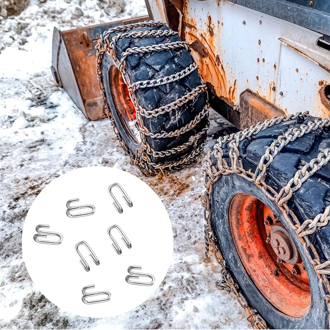 10 Pack Tire Chains Hooks Snow Heavy Duty 1/4" Cross Chains Hook Stainless Steel Chain Repair Hook for Light Trucks and Suv