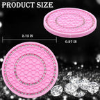 2PCS Bling Crystal Rhinestone Cup Holder Coaster, 2.75 inch Soft Silicone Anti-Slip Shockproof, Car Cup Holder Insert Coasters, Universal Car Interior Accessories for Women (Pink & White)